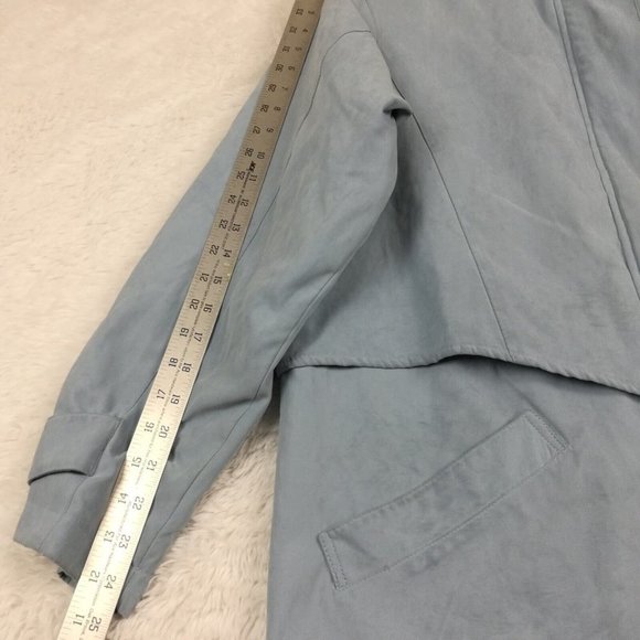 London‎ Fog Womens Coat  Lightweight Blue Zip Front Collared Pockets Long L - Picture 4 of 14